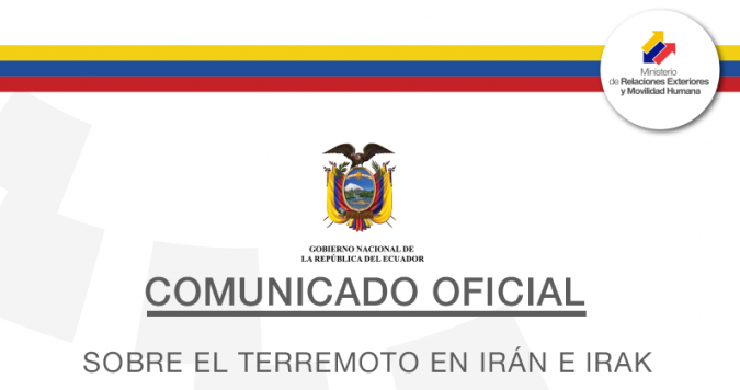 Ecuador se solidariza con damnificados por el terremoto en Irán e Irak