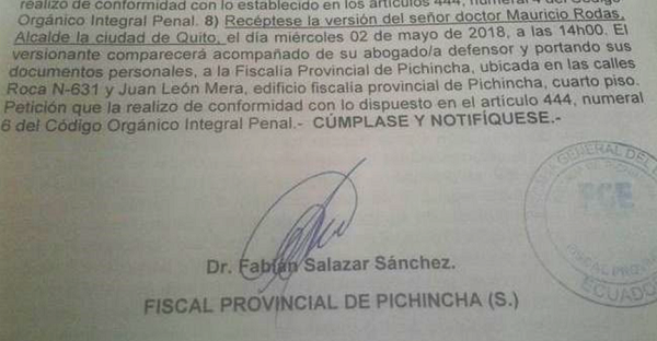 Mauricio Rodas, llamado a rendir versión por presunta corrupción en Municipio de Quito