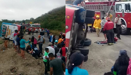 Al menos 17 heridos tras vuelco de un bus de pasajeros en Montecristi
