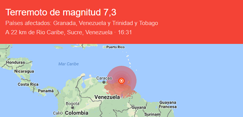 Sismo de magnitud 7,3 sacude a Venezuela
