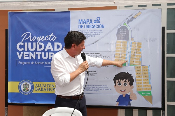 Alcalde de Babahoyo anuncia  programa de solares Ciudad Ventura
