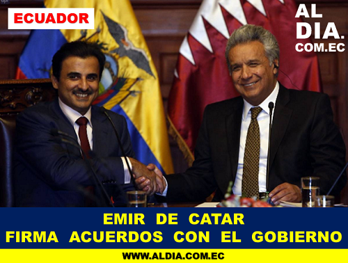 Emir de Catar llegó a Ecuador para firma de acuerdos con el Gobierno