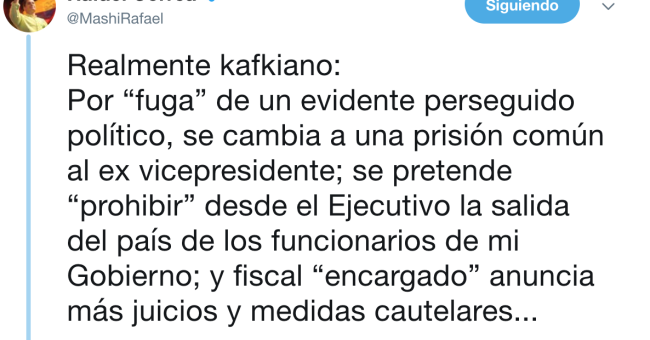 Rafael Correa sobre traslado de Exvicepresidente Glas: “Me recuerda las tácticas nazis: Si se escapaba un “prisionero”, había que matar a cinco”