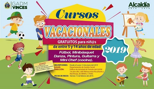 Inscripciones abiertas a cursos vacacionales municipales de Quevedo