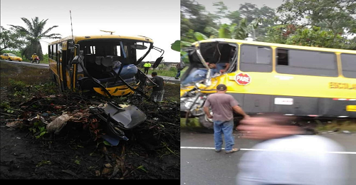 Bus escolar se impactó con un camión en Buena Fe