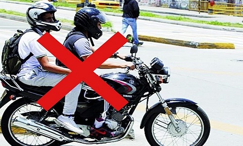 Quevedo: Desde el sábado 27 de julio no podrán circular dos hombres en una moto