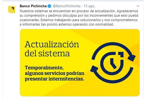 Continúan inconvenientes en el Banco Pichincha