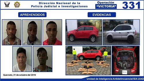 Cinco detenidos y 120.000 gramos de droga fueron decomisados en la ciudad de Quevedo