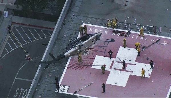 En EE.UU un Helicóptero que transportaba un corazón se estrelló en una terraza