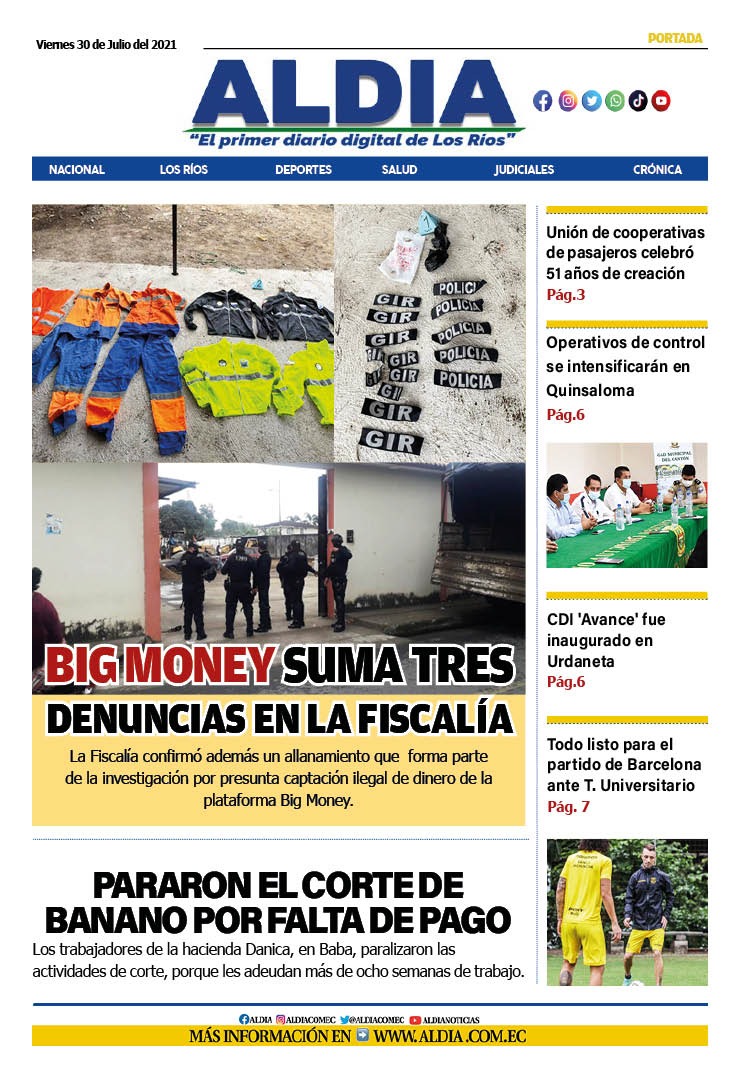 Edición 30 de julio 2021, Trabajadores de bananeras paralizan sus faenas por falta de pago