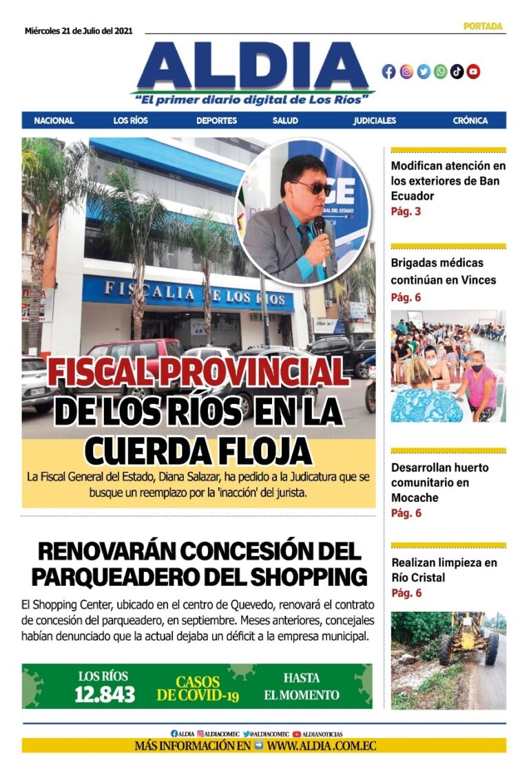 Edición 21 de julio 2021, Fiscal de la Nación Diana Salazar pide cambios en fiscalía de Los Ríos por caso big money