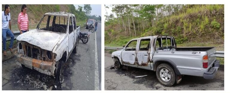 El vehículo incinerado en la vía San Carlos había sido robado en Quinsaloma