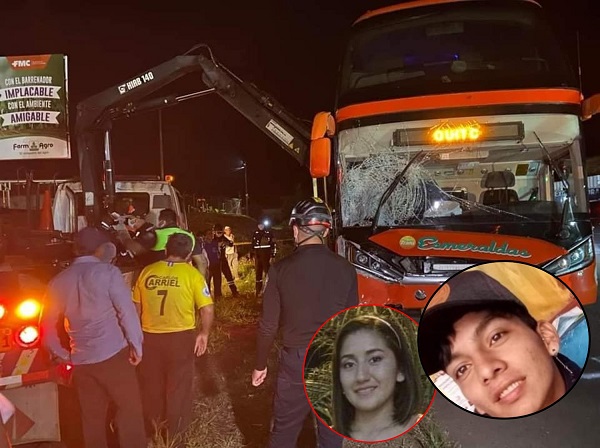 Dos jóvenes fueron arrollados por un bus, él murió y ella está grave