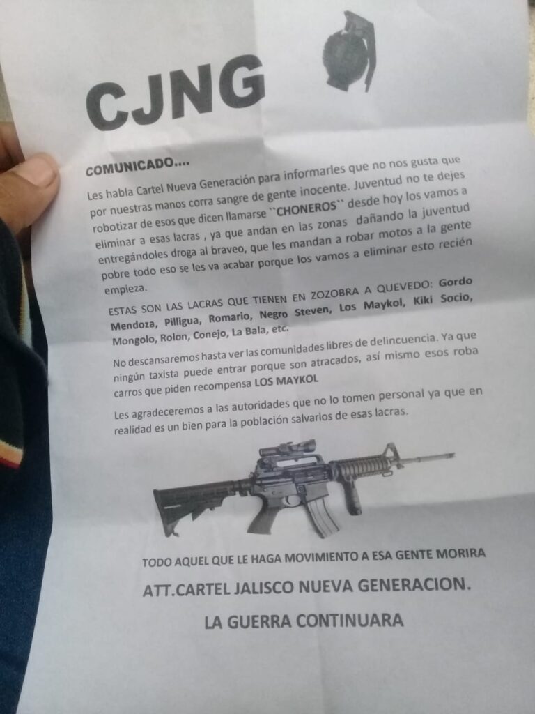 Panfletos con amenazas causa alerta en Quevedo