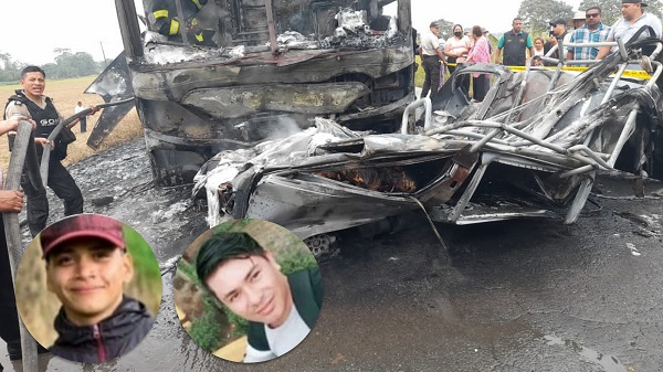 Urdaneta: Choque e incendio entre bus Caluma y furgoneta deja dos personas sin vida