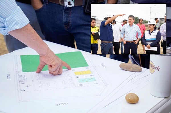 Prefectura de Los Ríos inspecciona construcción de polideportivo en Ventanas