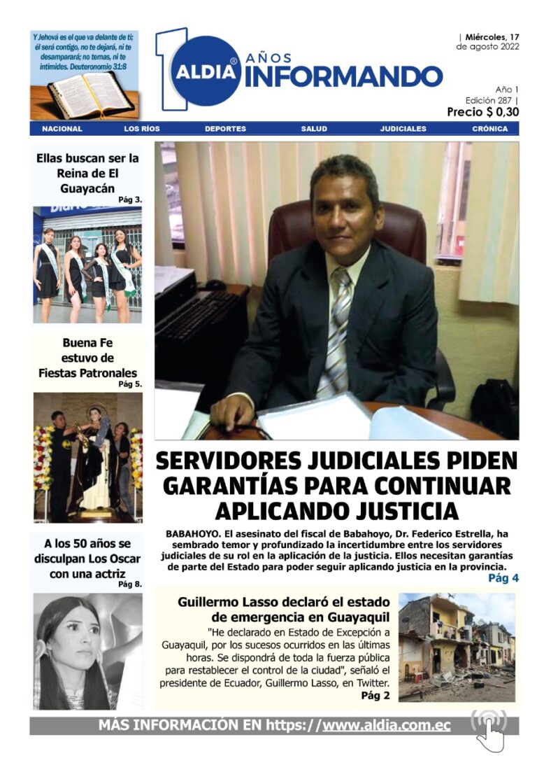 Edición 17 de agosto de 2022- Servidores Judiciales piden garantías