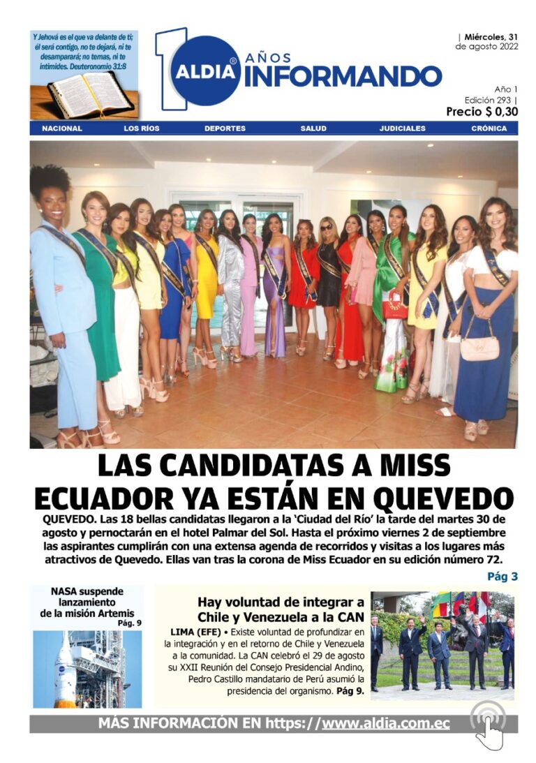 Edición 31 de agosto de 2022 – Candidatas a Miss Ecuador ya están en Quevedo