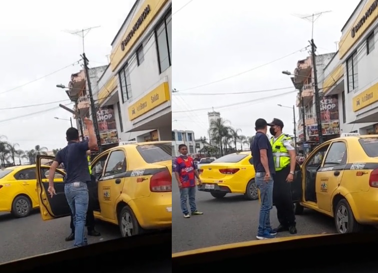 Un agente de la CTE y un taxista tuvieron un altercado en Quevedo y todo quedó grabado
