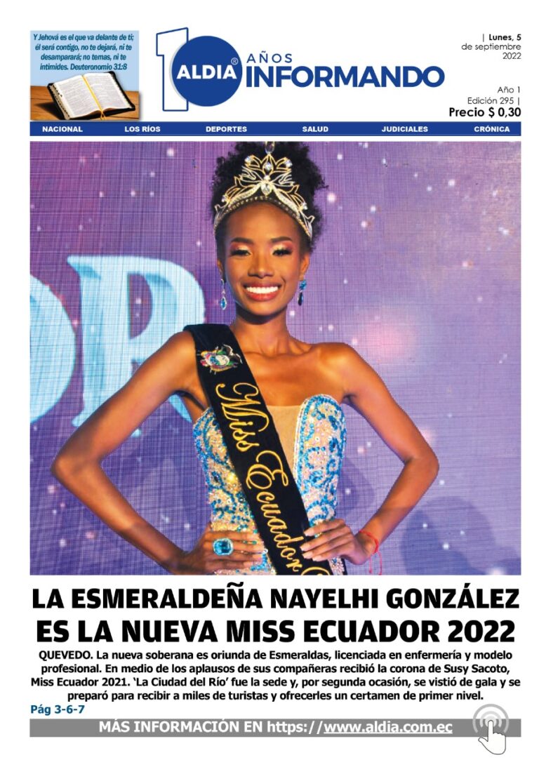 Edición 5 de septiembre de 2022- Nayelhi Gonzales en la Miss Ecuador