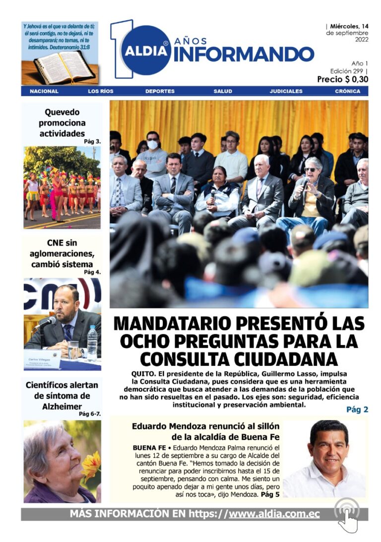 Edición 14 de septiembre de 2022 – Mandatario presenta Consulta Ciudadana