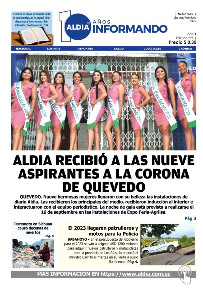 Edición 7 de septiembre de 2022 -ALDIA recibió a las nueve aspirantes a la corona de Quevedo