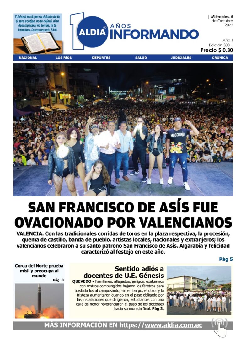 Edición 5-10-2022 San Francisco de Asís fue ovacionado por valencianos