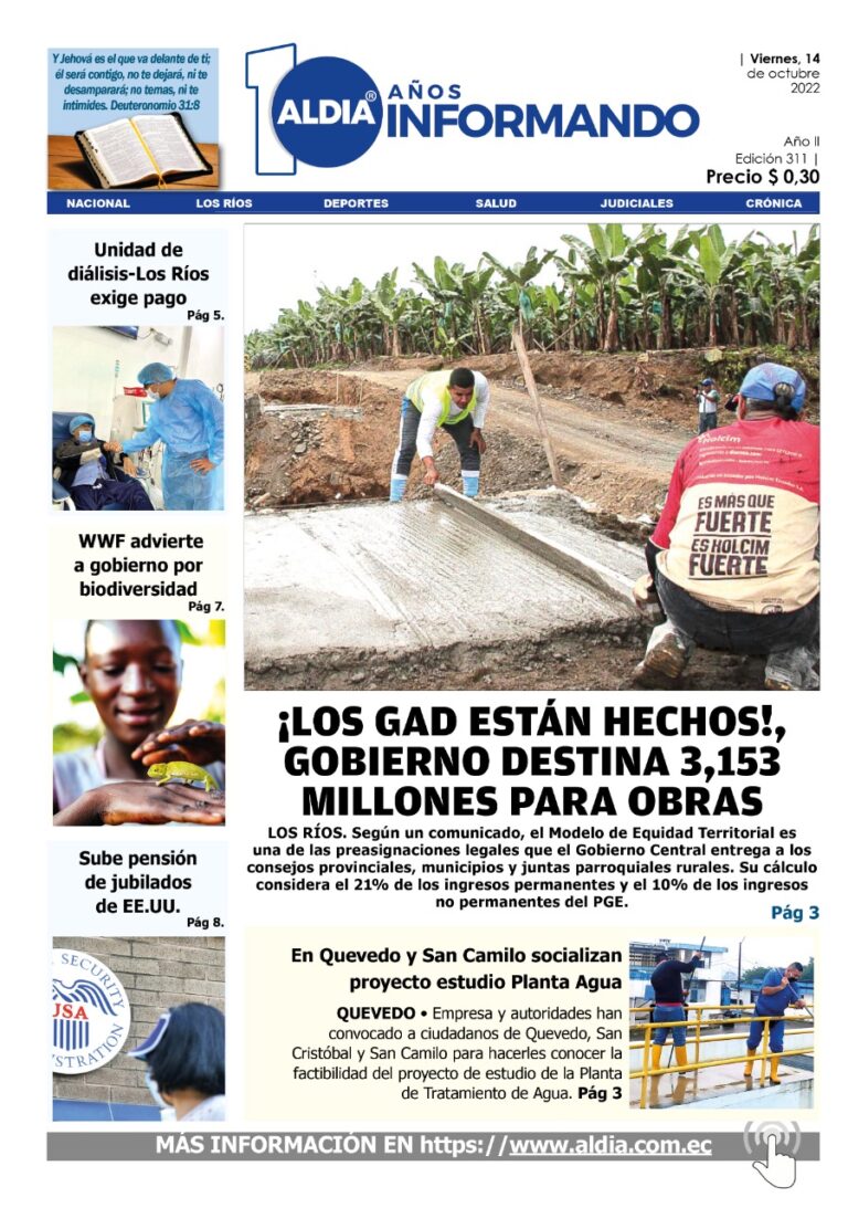 Edición 14 de octubre de 2022_ ¡Los GAD están hechos! Gobierno destina 3.153 millones para obras