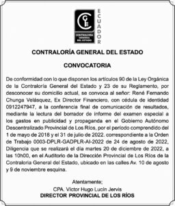 CONVOCATORIA DE LA CONTRALORÍA GENERAL DEL ESTADO