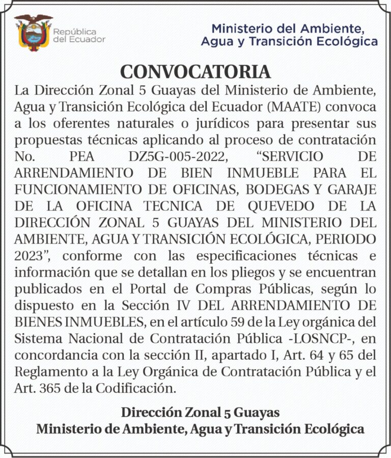 CONVOCATORIA DEL MINISTERIO DEL AMBIENTE, AGUA Y TRANSICION ECOLOGICA
