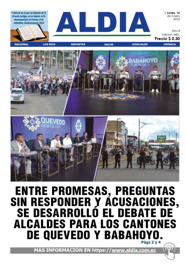 Edición del 16 de enero del 2023:  Promesas, preguntas sin responder y acusaciones hubo en los debates de candidatos a las Alcaldías de Quevedo y Babahoyo