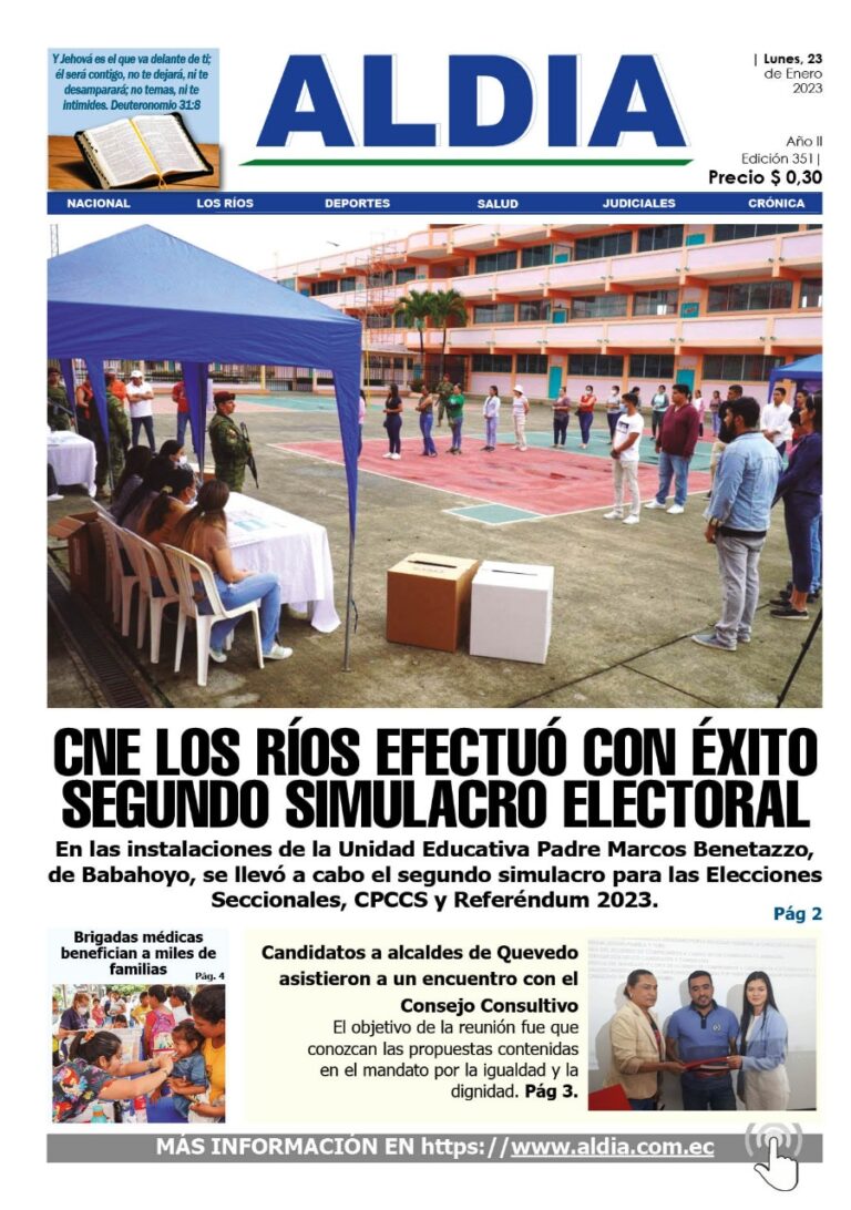Edición del 23 de enero del 2023: El CNE Los Ríos efectuó con éxito el segundo simulacro electoral