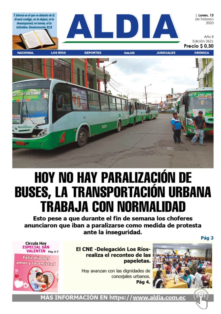 Edición del 13 de febrero del 2023: No hay paralización de buses, hoy sí habrá transporte urbano
