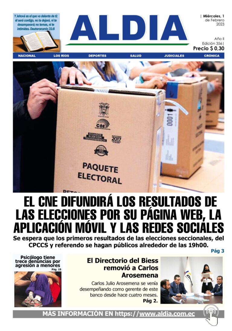 Edición del 1 de febrero del 2023: El CNE difundirá los resultados electorales en su página web