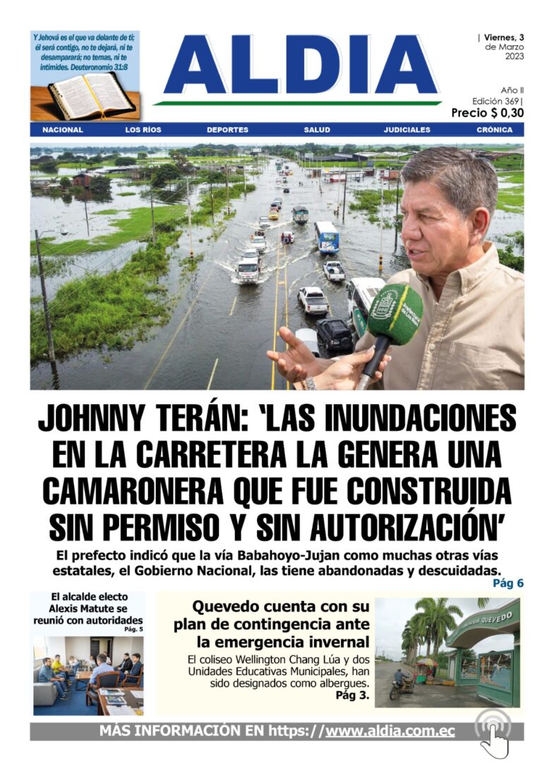 Edición del 3 de marzo del 2023: Johnny Terán dice que una camaronera provoca inundaciones en la vía