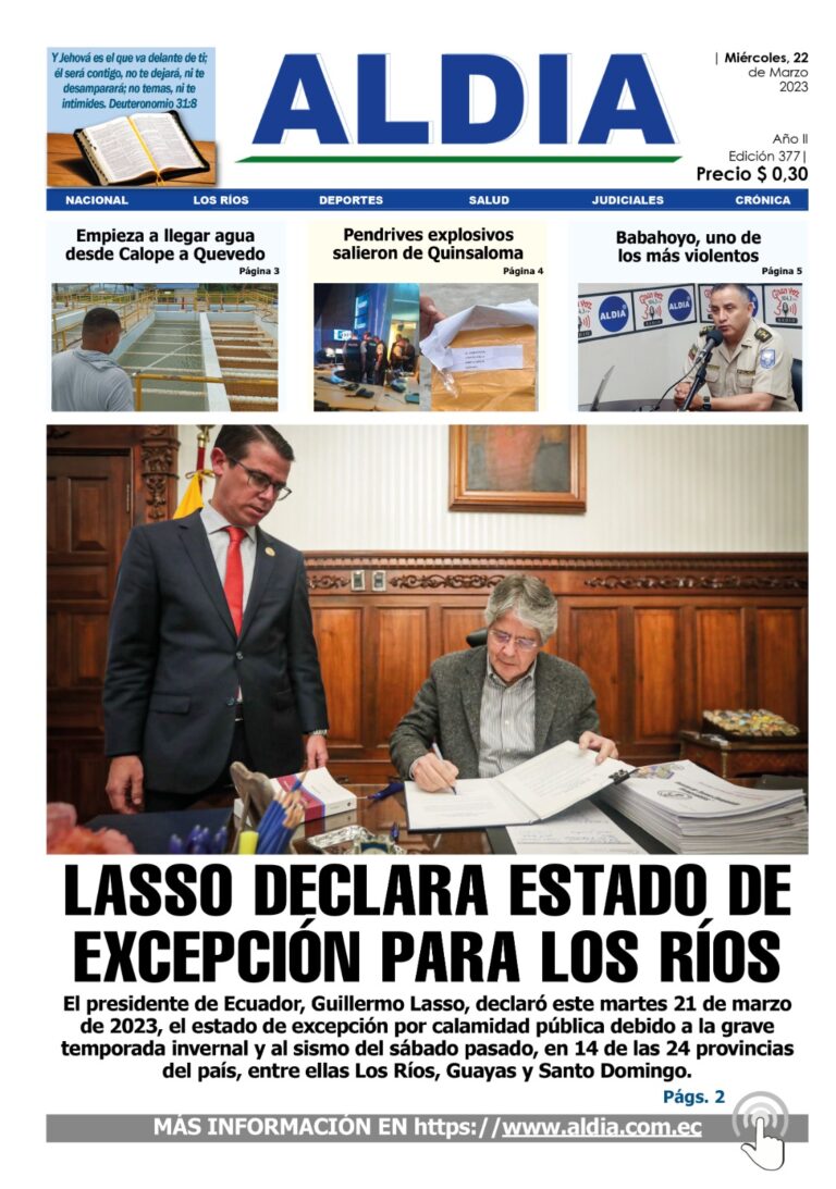 Edición del 22 de marzo del 2023: Lasso declara estado de excepción para Los Ríos