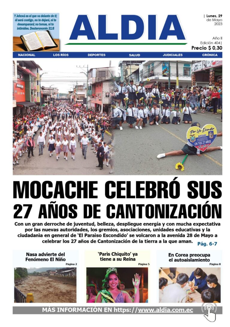 Edición del 29 de mayo del 2023: Mocache celebró sus 27 años de cantonización