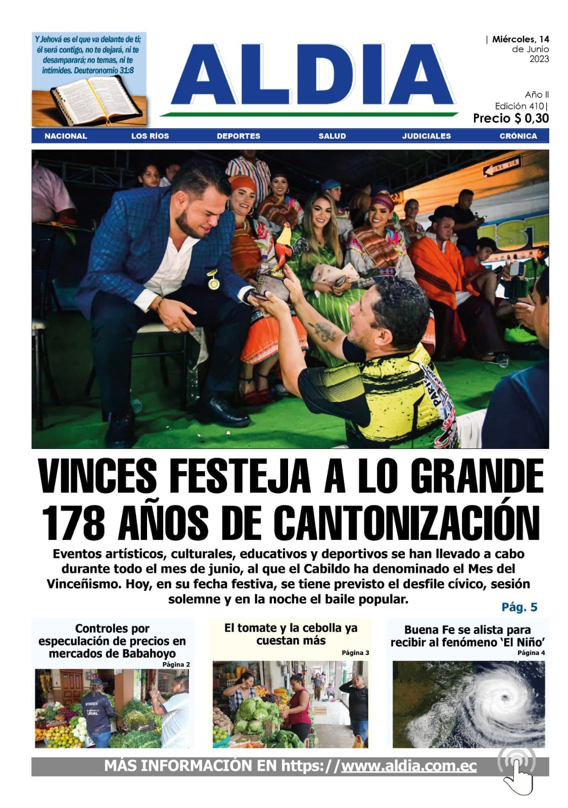 Edición del 14 de junio del 2023 Vinces festeja a lo grande 178 años de cantonización ALDIA