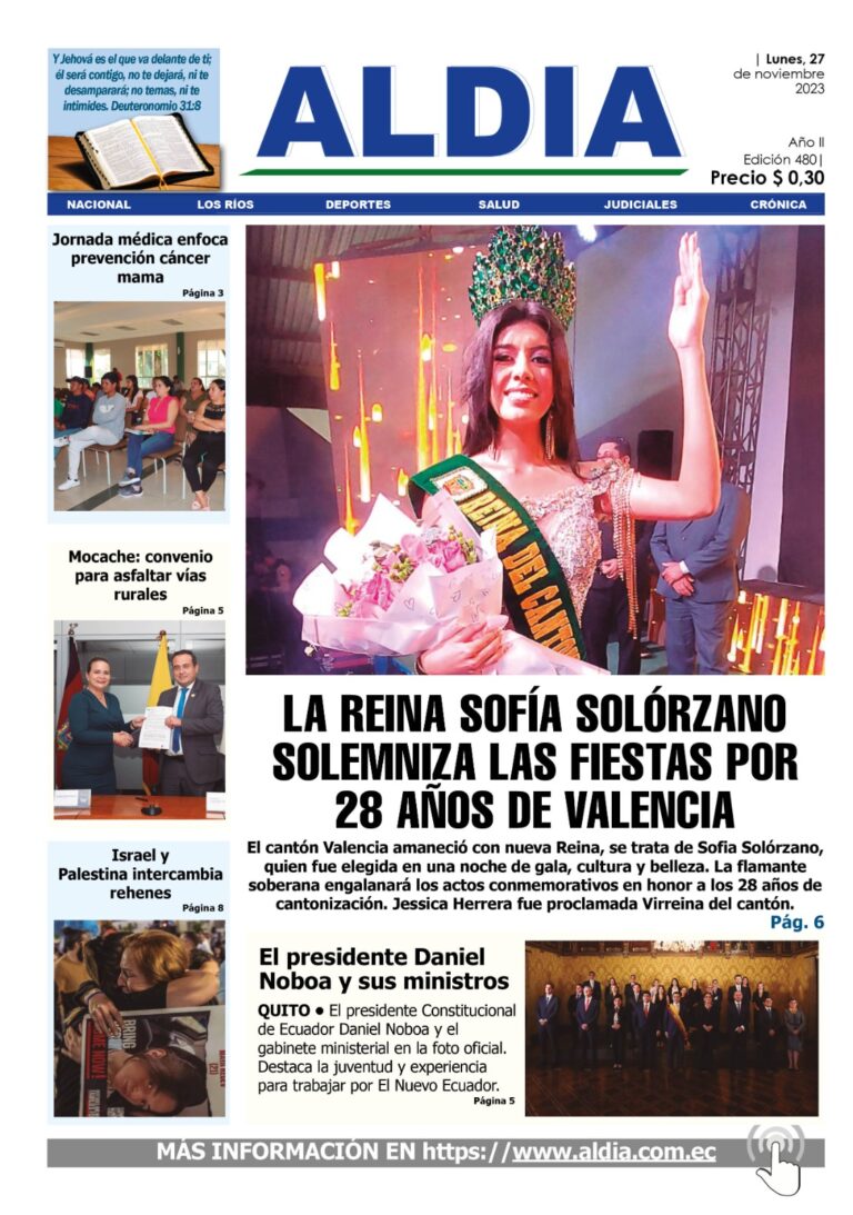 Edición 27 de noviembre 2023, Adriana Solórzano es la reina de Valencia 2023