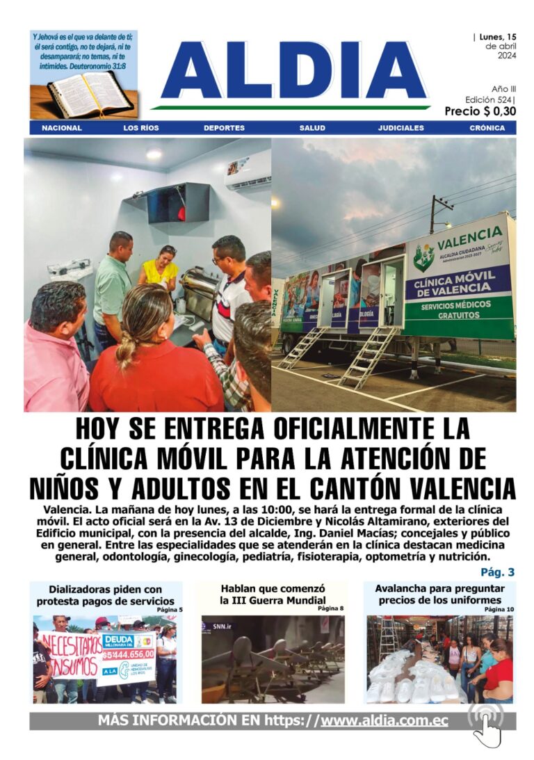 Edición 15 de abril 2024, Valencia entrega moderna clínica móvil