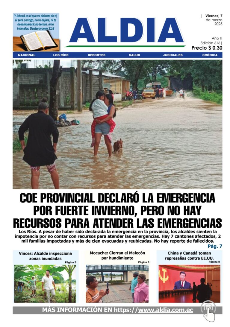 Edición 7 de marzo 2025,  Coe declara emergencia en Los Ríos
