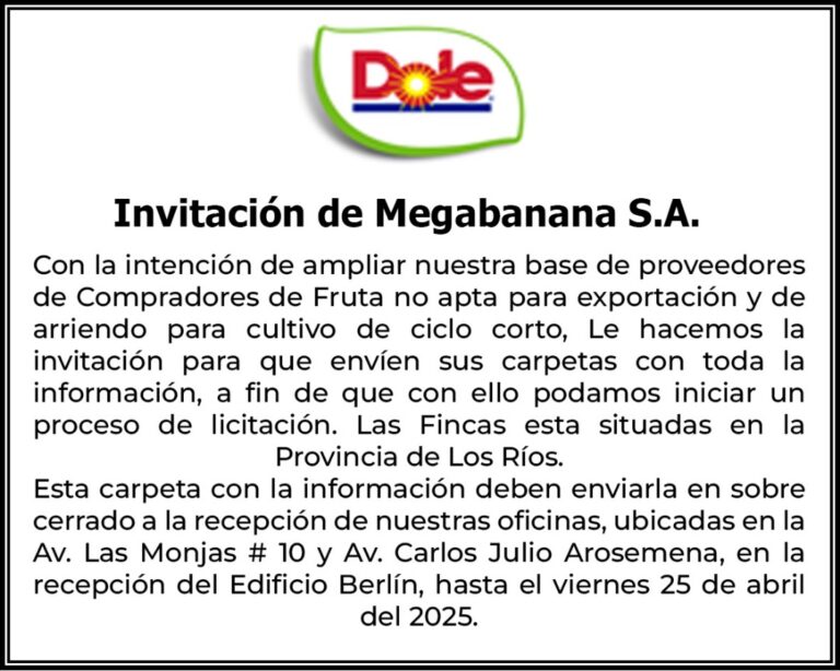 INVITACIÓN DE MEGABANANA S.A